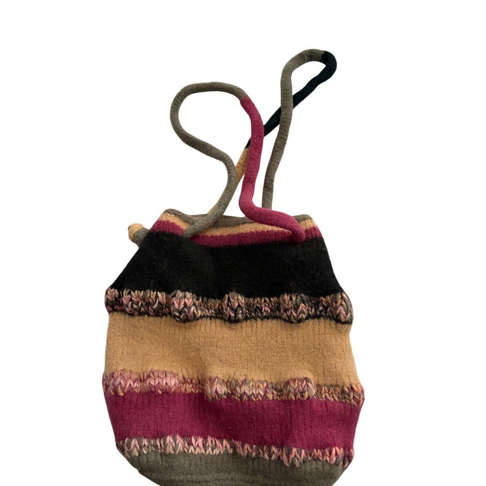 Boho Chunky Knit‎ Striped Tote Bag Multicolor Braided Texture Slouchy Shoulder